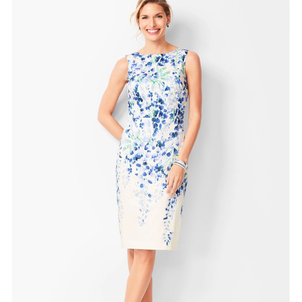 Talbots Pastel Floral Sleeveless Sheath Dress Size 8